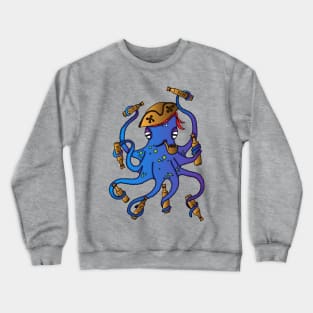 Nautical Drunken Pirate Octopus Crewneck Sweatshirt